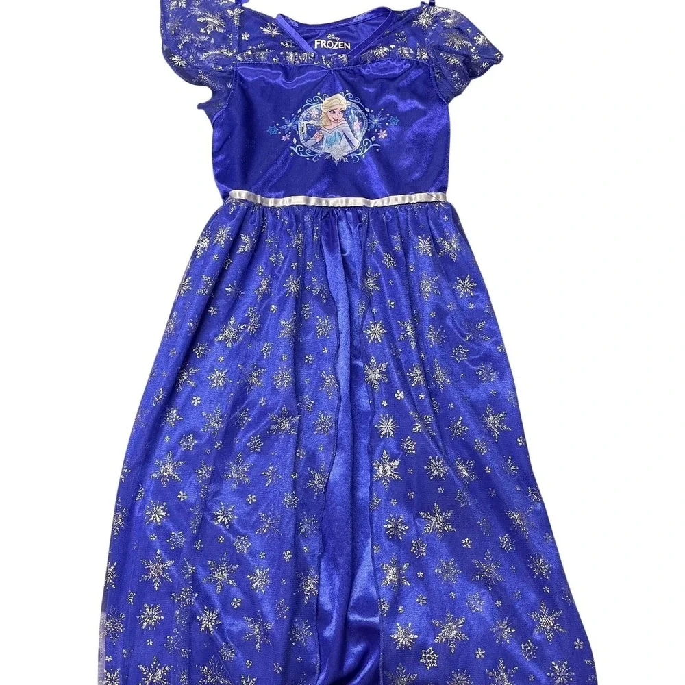 Disney Frozen Nightgown Purple Elsa Snowflake Flutter Sleeve Girls 8 Princess